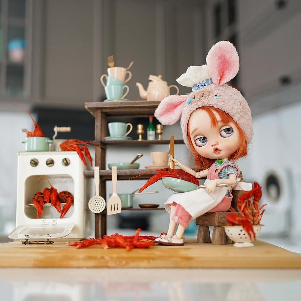 가벼운 인형의 집이 있는 오븐 - 1/6 스케일 인형의 집 미니어처