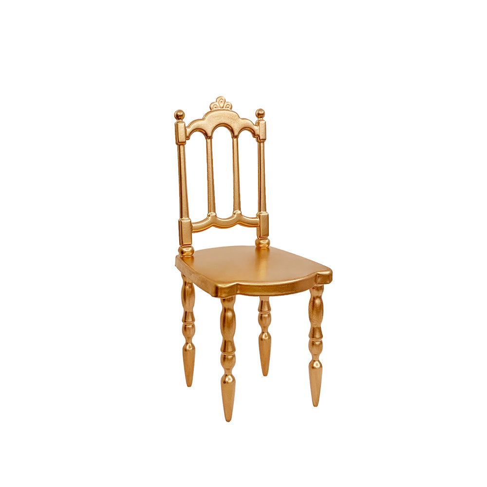 Vintage Coffee Chair and Table set 1/6 Scale Gold Dollhouse Miniature