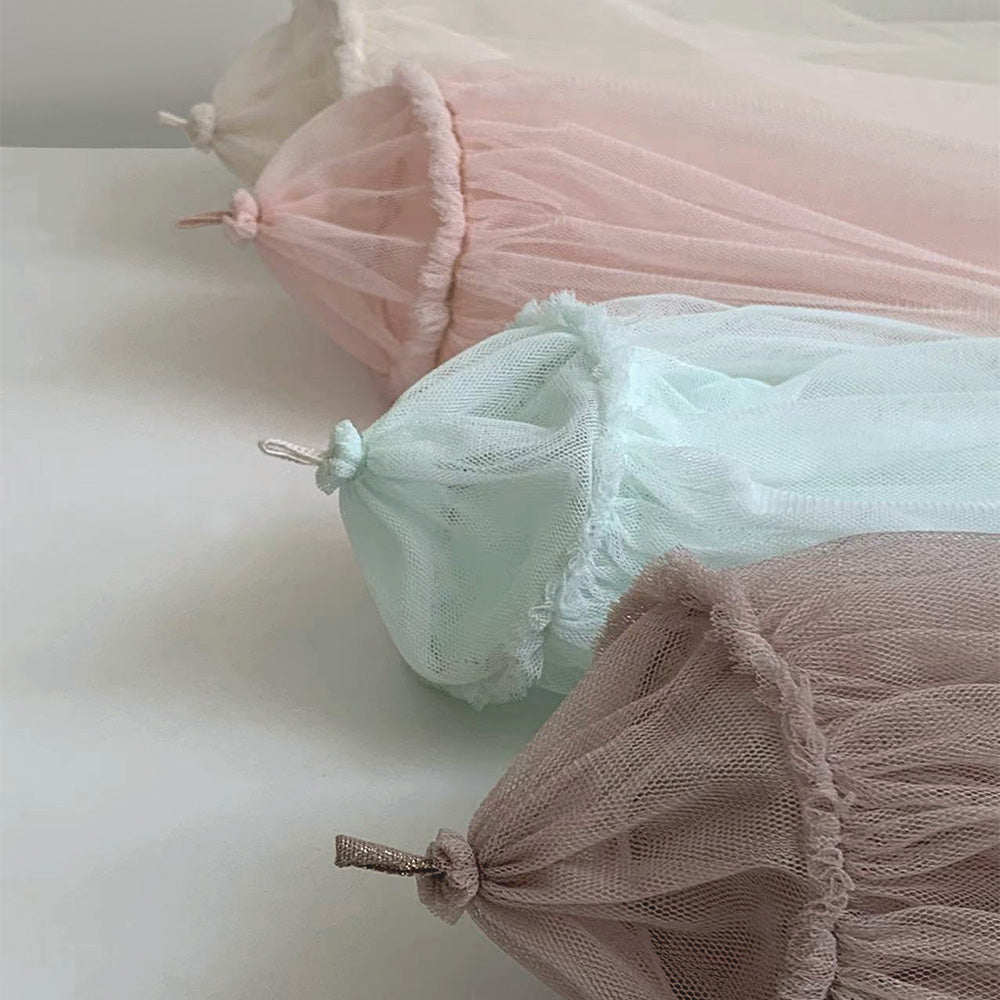 침대 캐노피 인형의 집 - LED 공주 원형 돔 흰색 침대 커튼