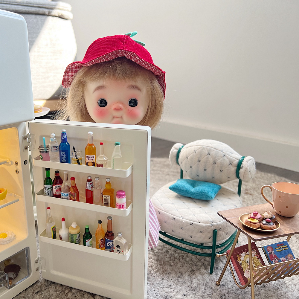 캔디 소파 인형의 집 - 화이트 퀼트 1/6 스케일 인형의 집 미니어처