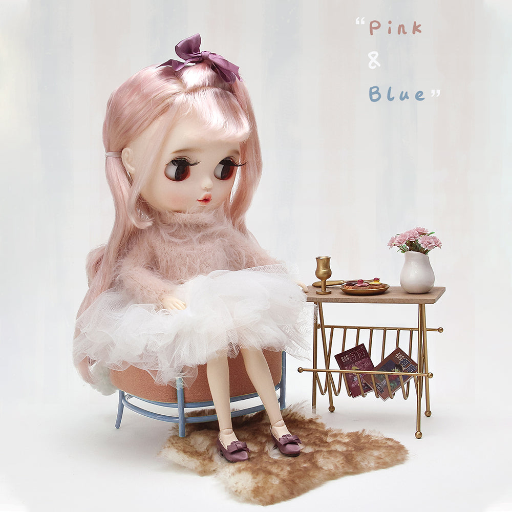 한정판 핑크 & 블루 캔디 소파 - 1/6 스케일 인형의 집 미니어처