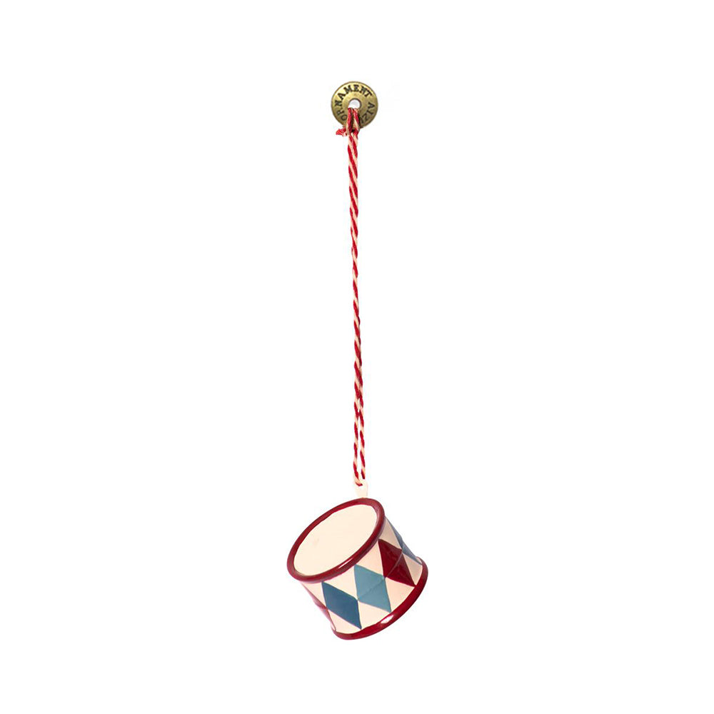 Christmas Ornaments- 3D Double Sided Metal Red Drum Pendant Decoration