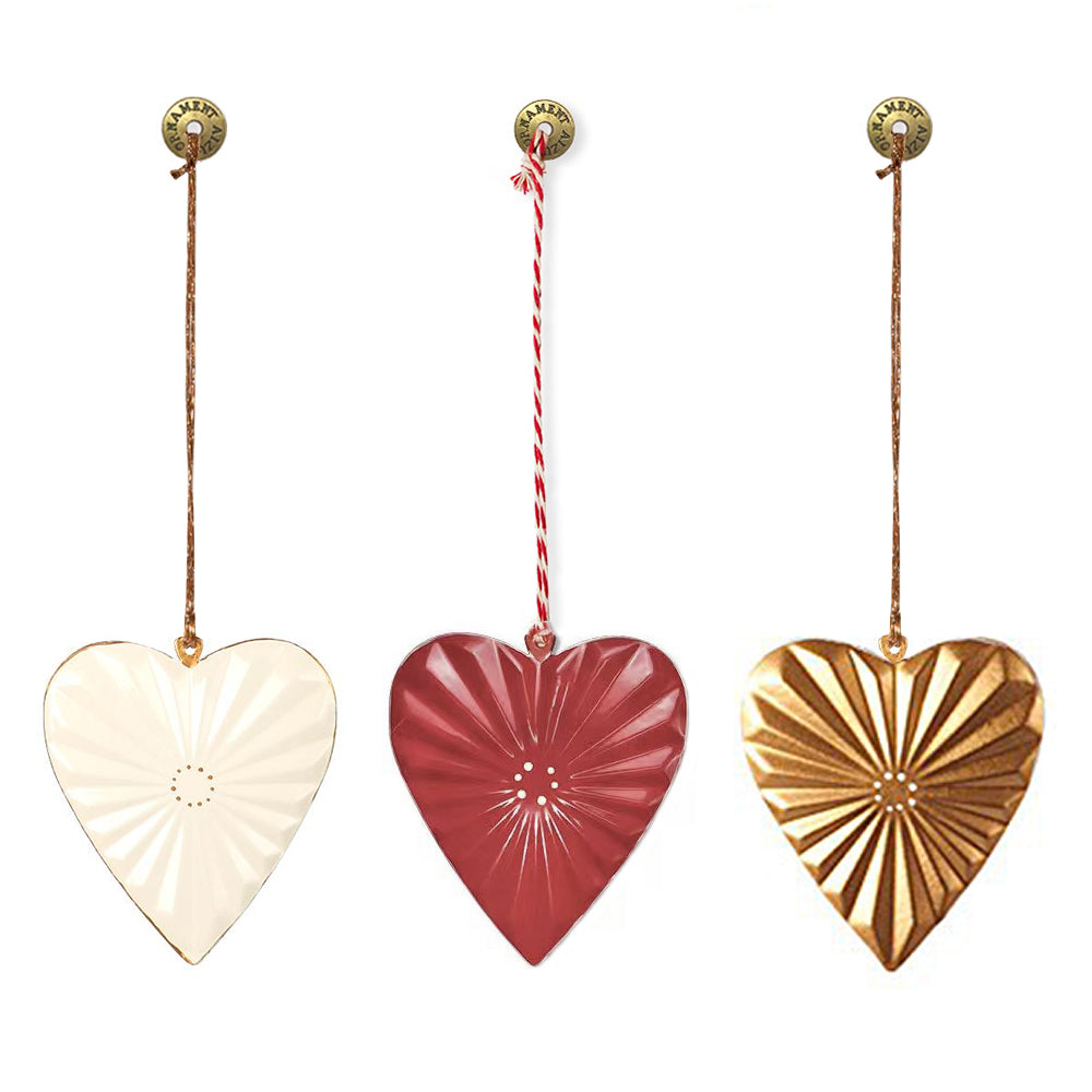 Christmas Ornaments - White Heart Metal Double Sided Crafts