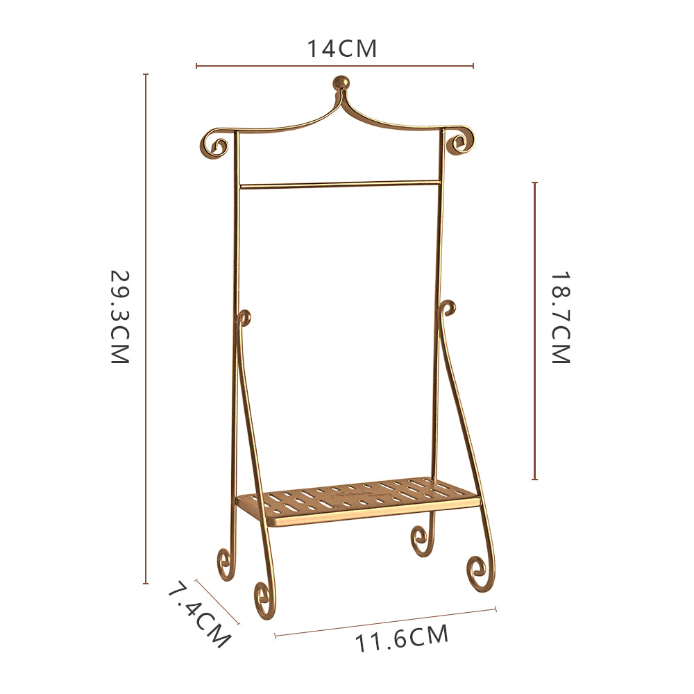 Clothes Rack with 3pcs hangers 1/6 scale Gold Dollhouse Miniature