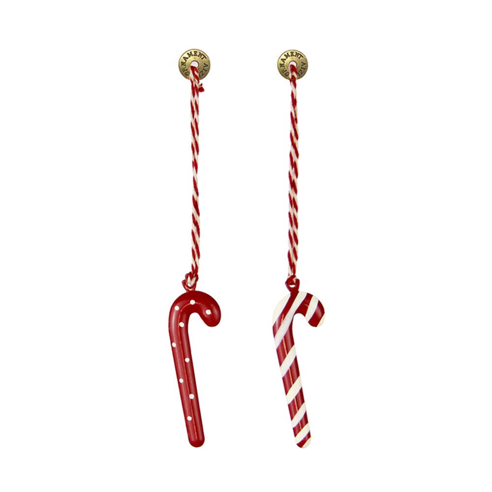 Christmas Ornaments-Double Sided Metal Cane with Dot hanging decoration