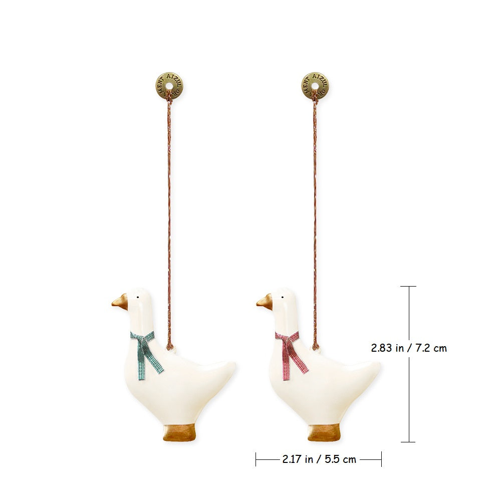 Christmas Ornaments - Goose Set 2 Pcs Metal Double Sided Crafts