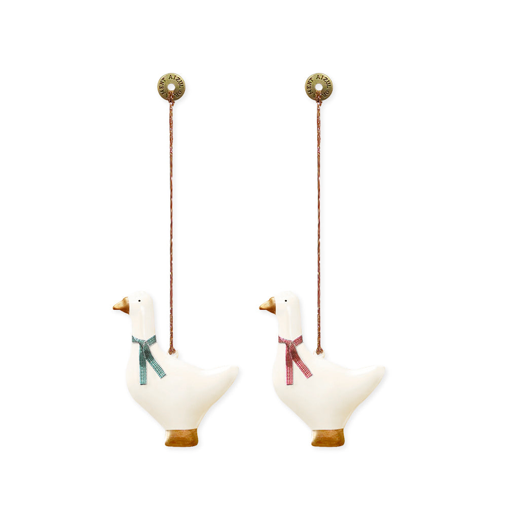 Christmas Ornaments - Goose Set 2 Pcs Metal Double Sided Crafts