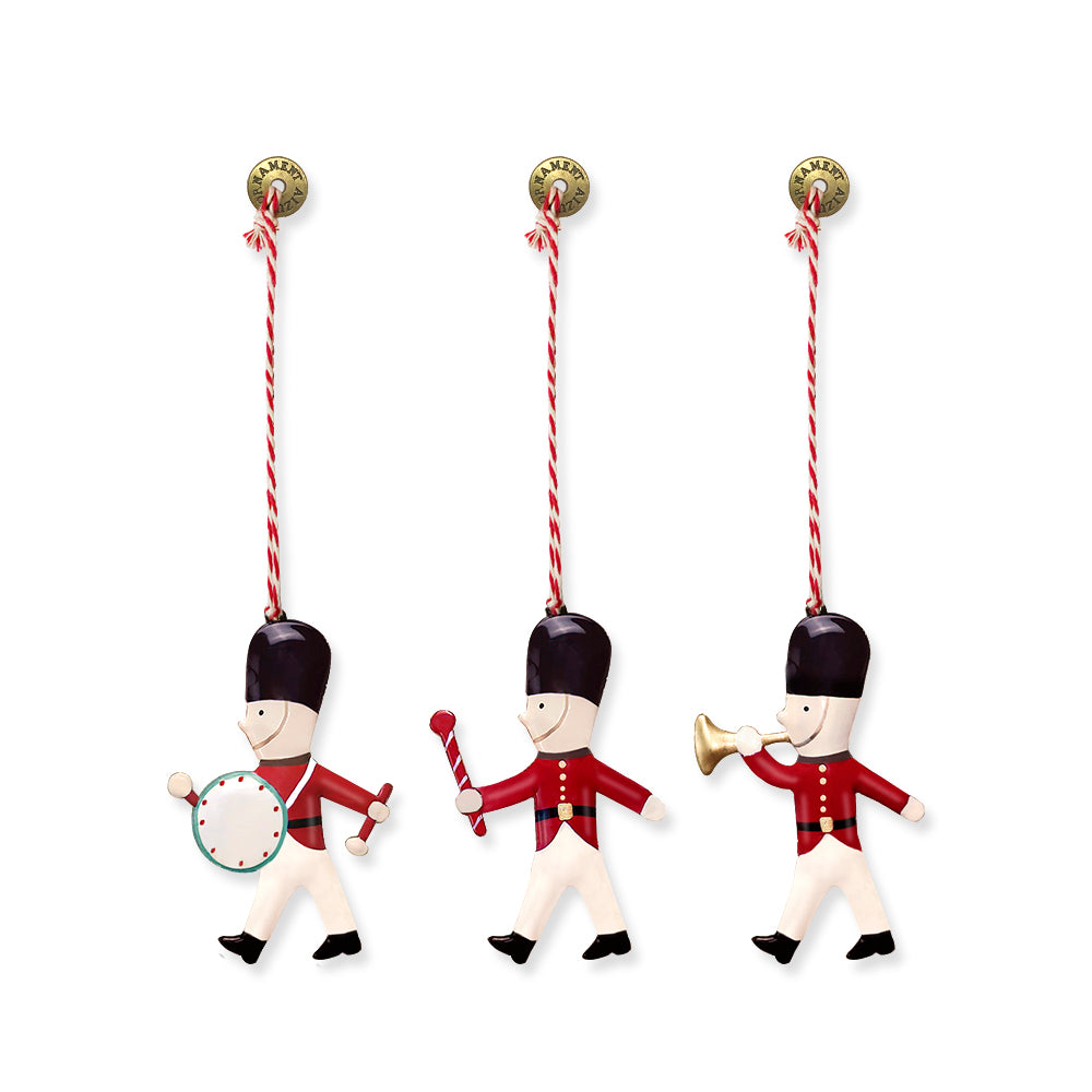 Christmas Ornaments - Soldier Set 3 Pcs Metal Double Sided Crafts