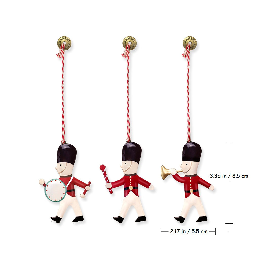 Christmas Ornaments - Guard White Set 3 Pcs Metal Double Sided Crafts