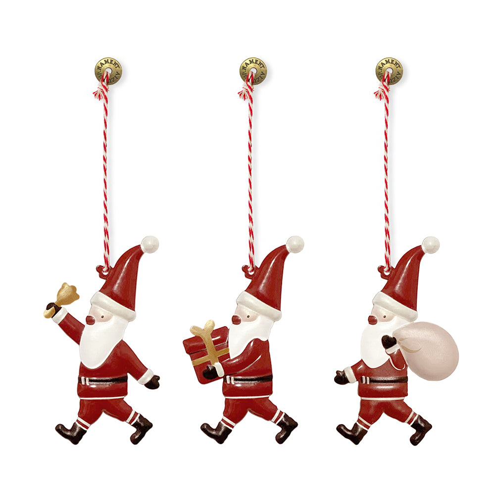 Christmas Ornaments - Santa Claus Set 3Pcs Metal Double Sided Crafts