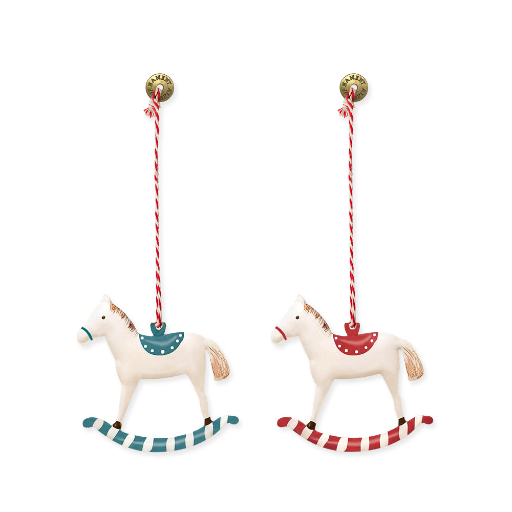 Christmas Ornaments - Rocking Green Horse 1 Piece Metal Double Sided Crafts