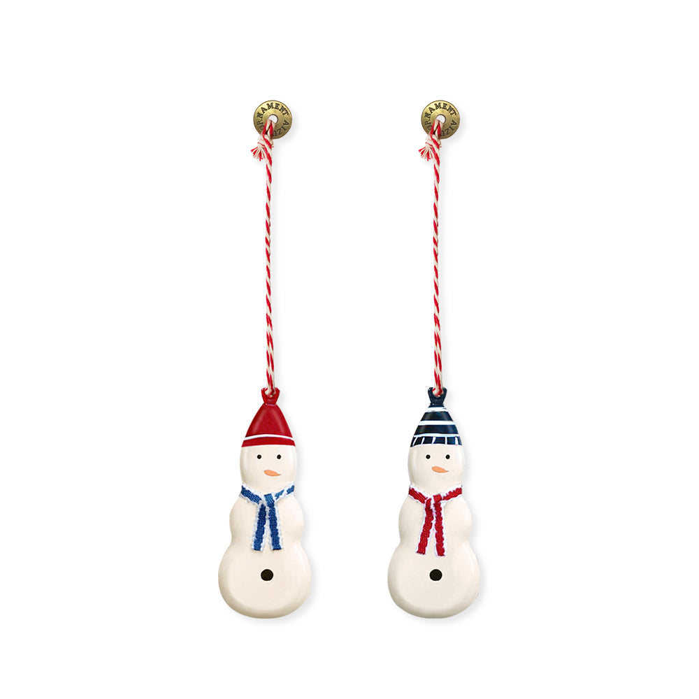 Christmas Ornaments - Snowman Set 2 Pcs Metal Double Sided Crafts