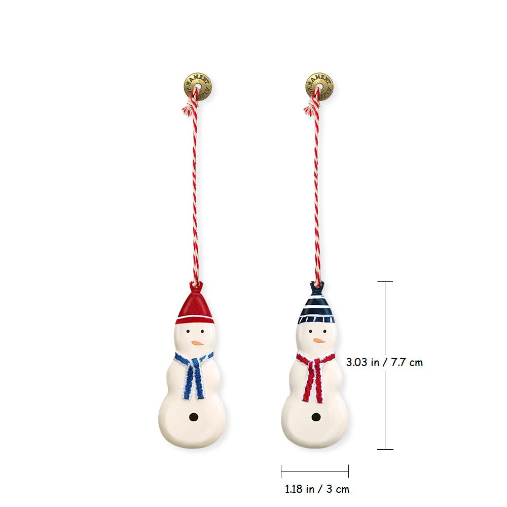 Christmas Ornaments - Snowman Set 2 Pcs Metal Double Sided Crafts