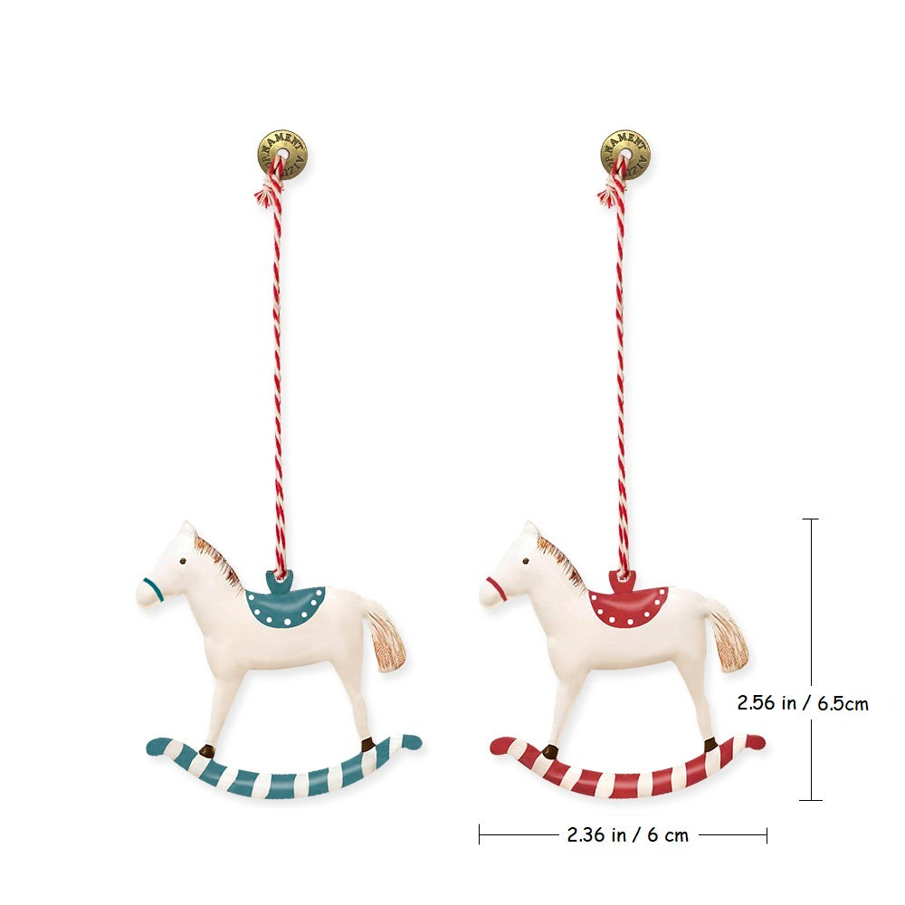 Christmas Ornaments - Rocking Green Horse 1 Piece Metal Double Sided Crafts