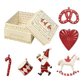 Christmas Ornaments - Red Set 6Pcs Metal Double Sided Crafts